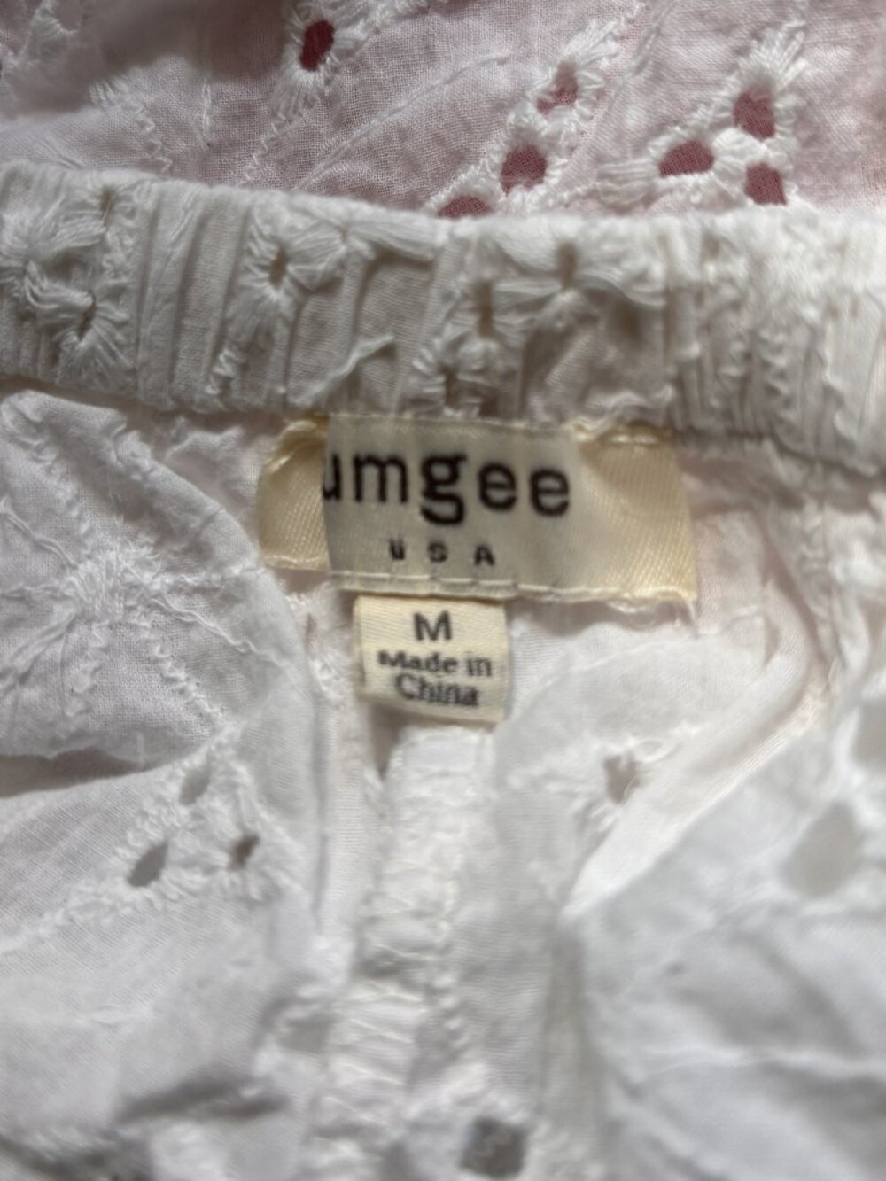 Umgee White Eyelet Off Shoulder Boho Top Medium Ruffle Sleeve Blouse - Picture 5 of 6